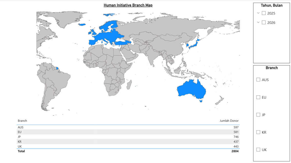 Map showing Human Initiative global branches