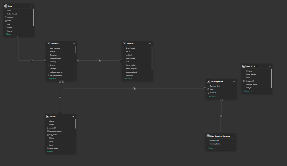 Power BI data model for International Donors