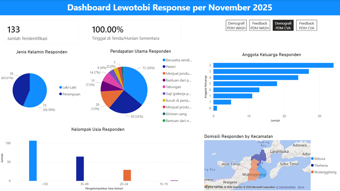 Power BI dashboard page showing CVA program demographics